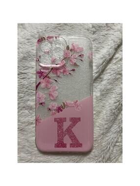 Pink Cherry Blossom Letter K iPhone 13 Pro max Case